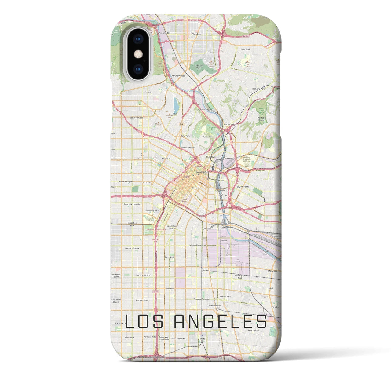 【ロサンゼルス】地図柄iPhoneケース（バックカバータイプ・ナチュラル）iPhone XS Max 用
