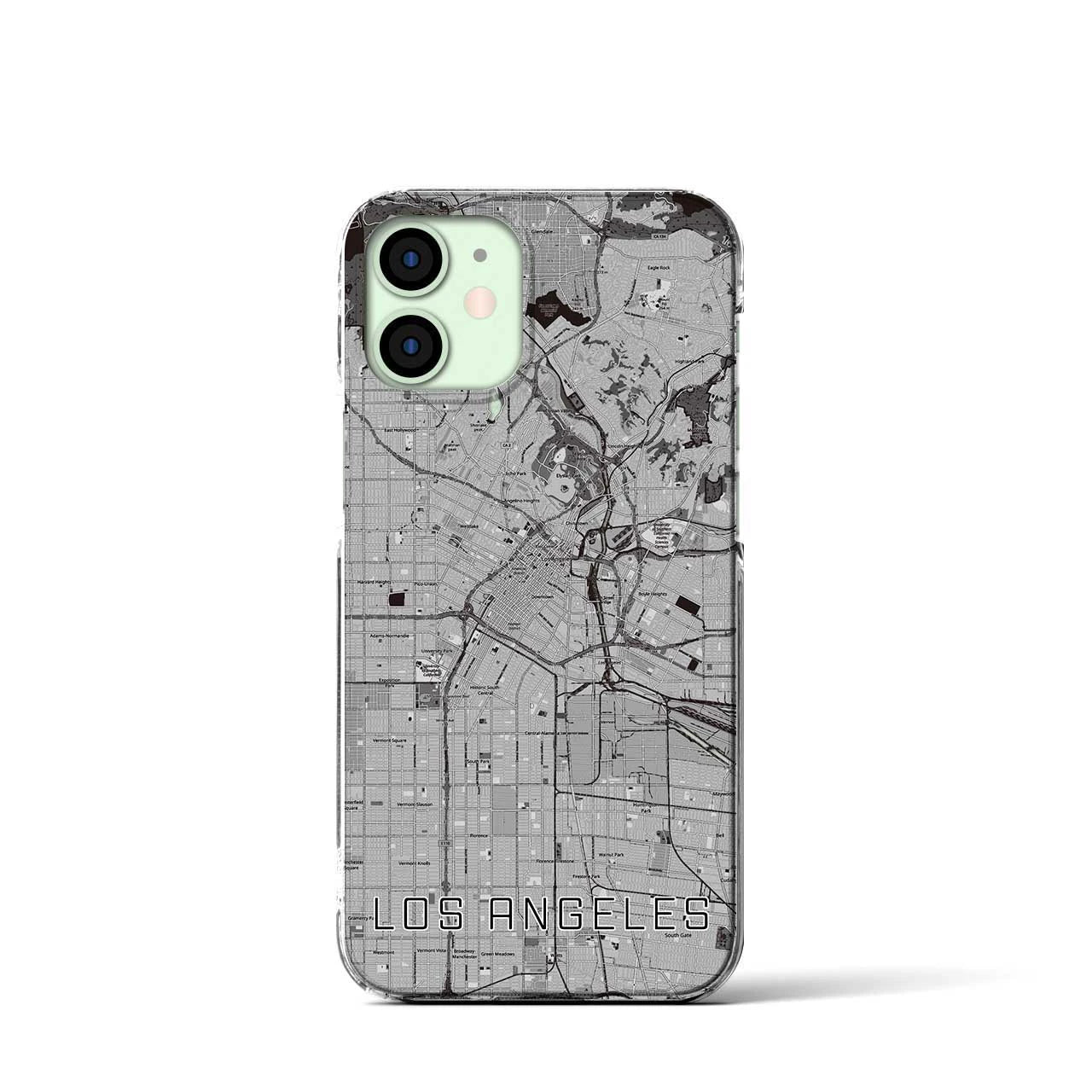【ロサンゼルス】地図柄iPhoneケース（クリアタイプ・モノトーン）iPhone 12 mini 用