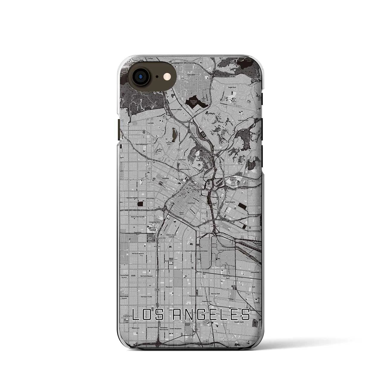 【ロサンゼルス】地図柄iPhoneケース（クリアタイプ・モノトーン）iPhone SE（第3 / 第2世代） / 8 / 7 / 6s / 6 用