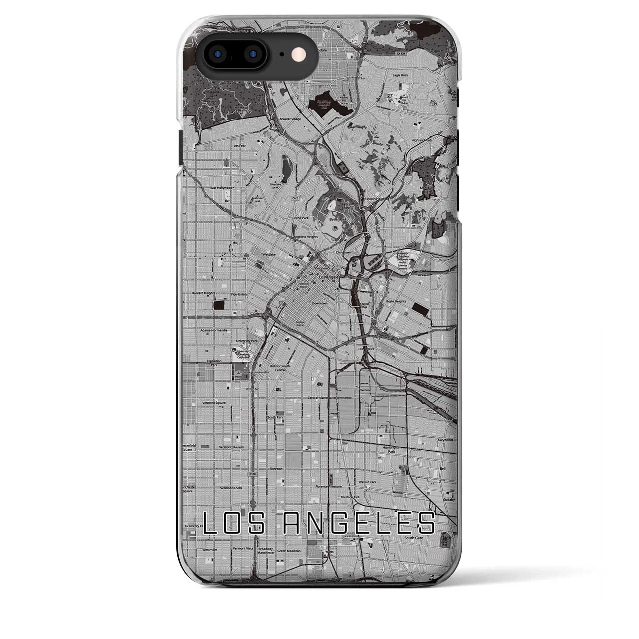 【ロサンゼルス】地図柄iPhoneケース（クリアタイプ・モノトーン）iPhone 8Plus /7Plus / 6sPlus / 6Plus 用