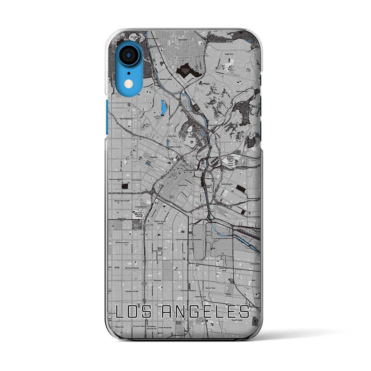 【ロサンゼルス】地図柄iPhoneケース（クリアタイプ・モノトーン）iPhone XR 用