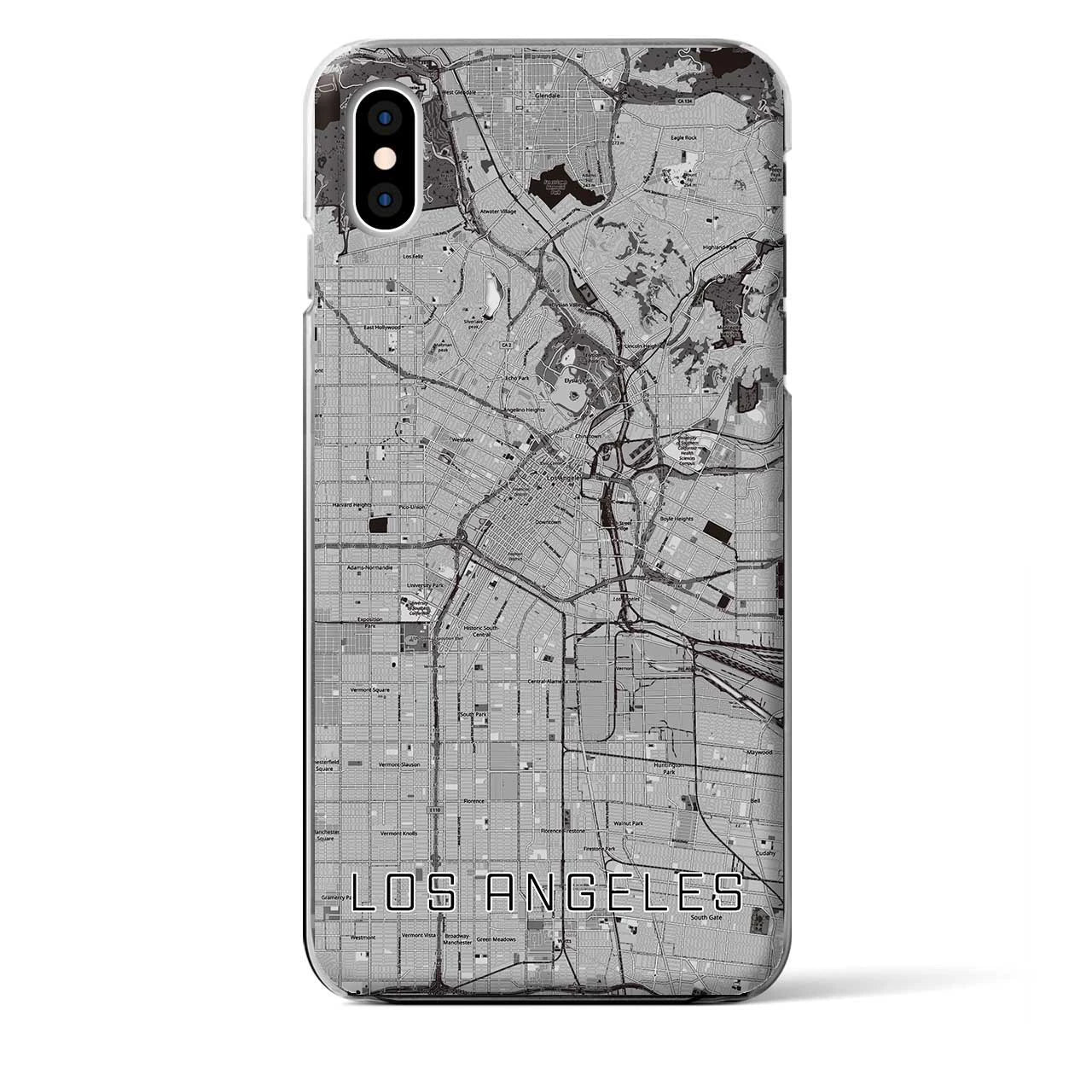 【ロサンゼルス】地図柄iPhoneケース（クリアタイプ・モノトーン）iPhone XS Max 用