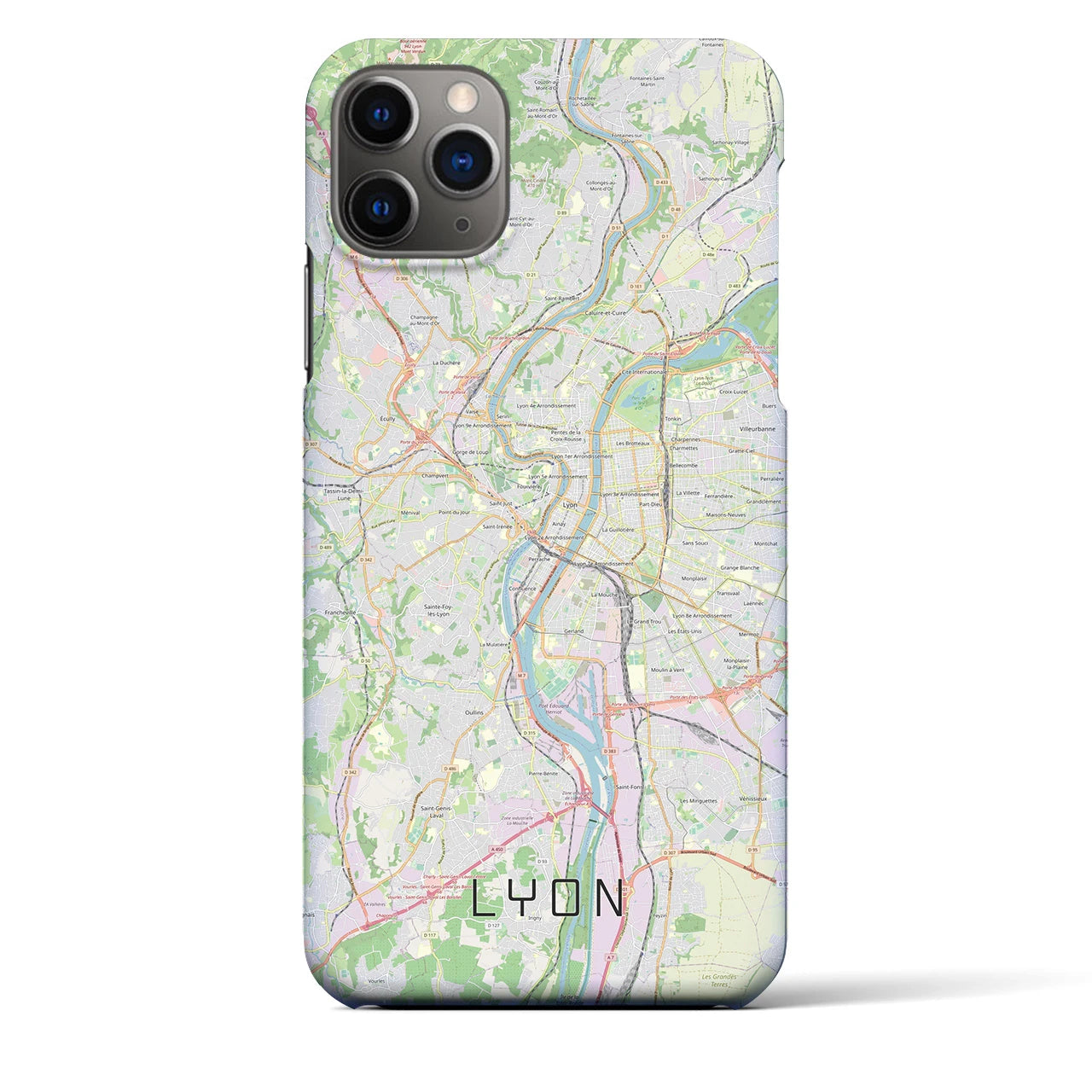 【リヨン】地図柄iPhoneケース（バックカバータイプ・ナチュラル）iPhone 11 Pro Max 用