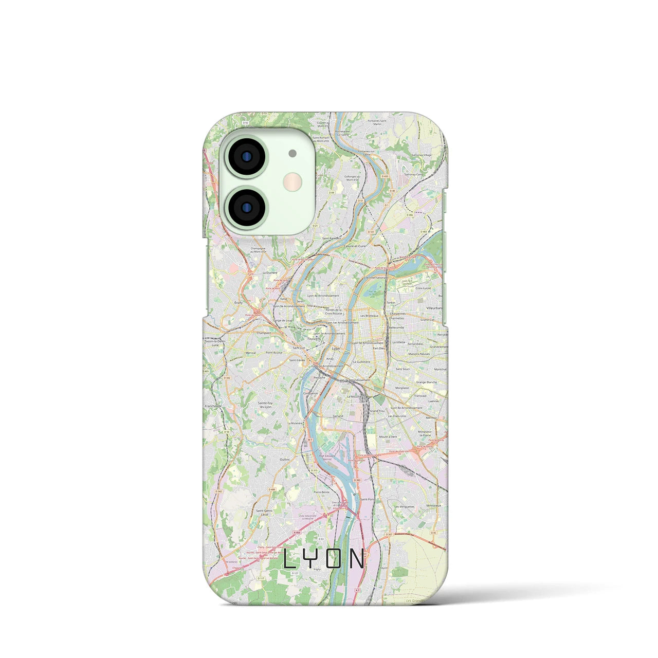 【リヨン】地図柄iPhoneケース（バックカバータイプ・ナチュラル）iPhone 12 mini 用