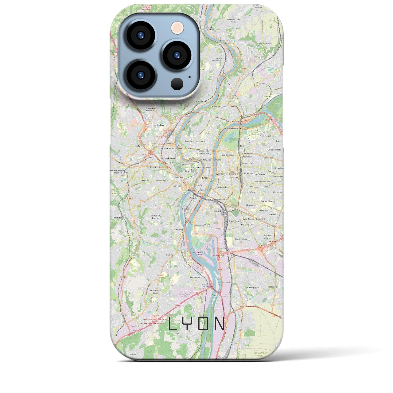 【リヨン】地図柄iPhoneケース（バックカバータイプ・ナチュラル）iPhone 13 Pro Max 用