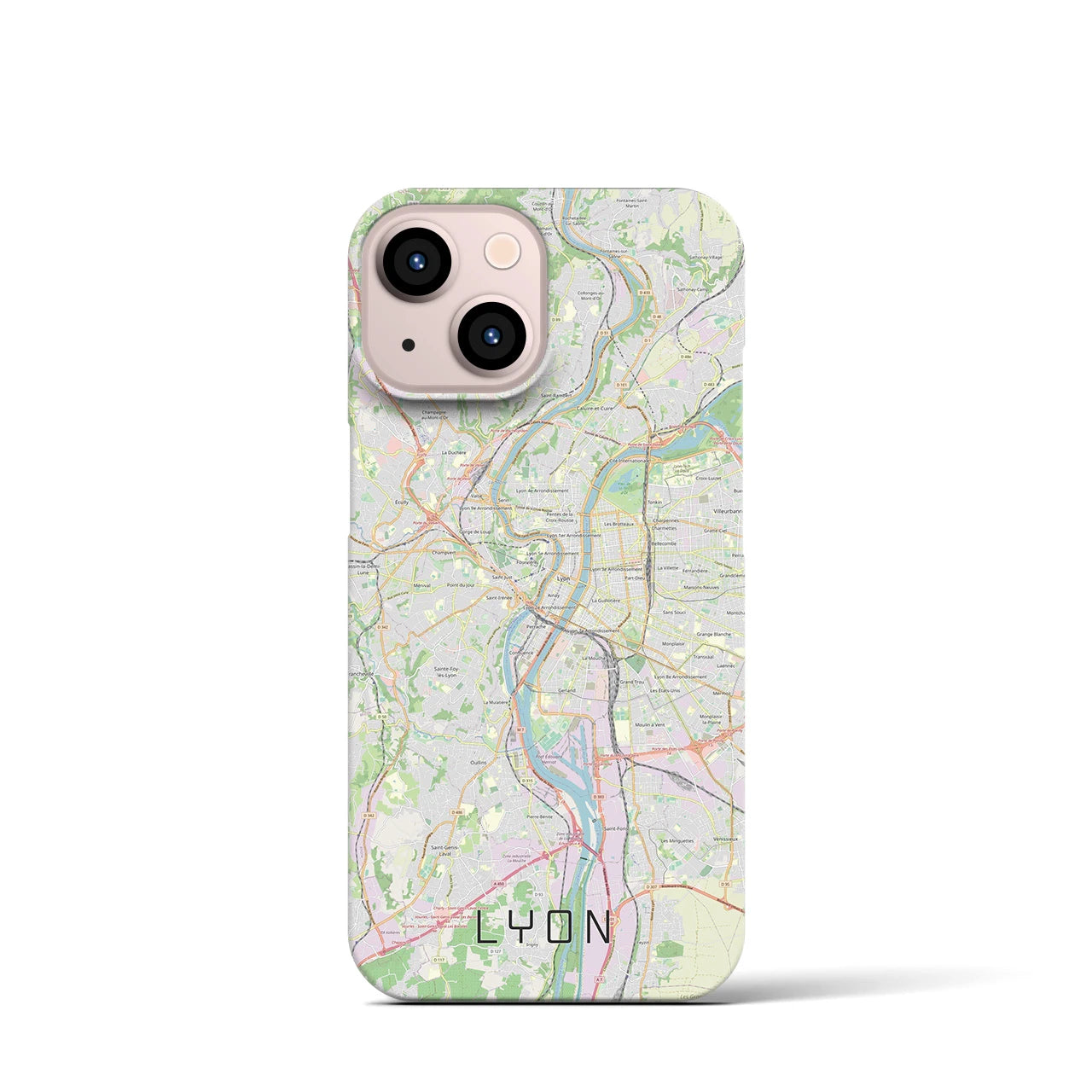 【リヨン】地図柄iPhoneケース（バックカバータイプ・ナチュラル）iPhone 13 mini 用