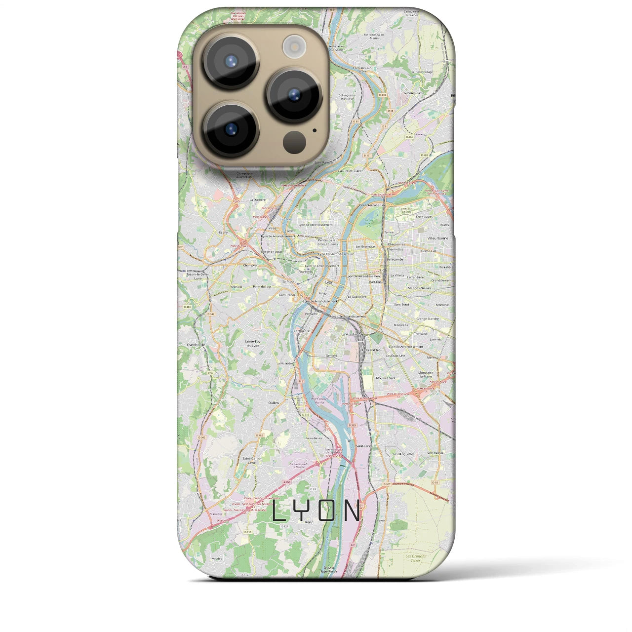 【リヨン】地図柄iPhoneケース（バックカバータイプ・ナチュラル）iPhone 14 Pro Max 用