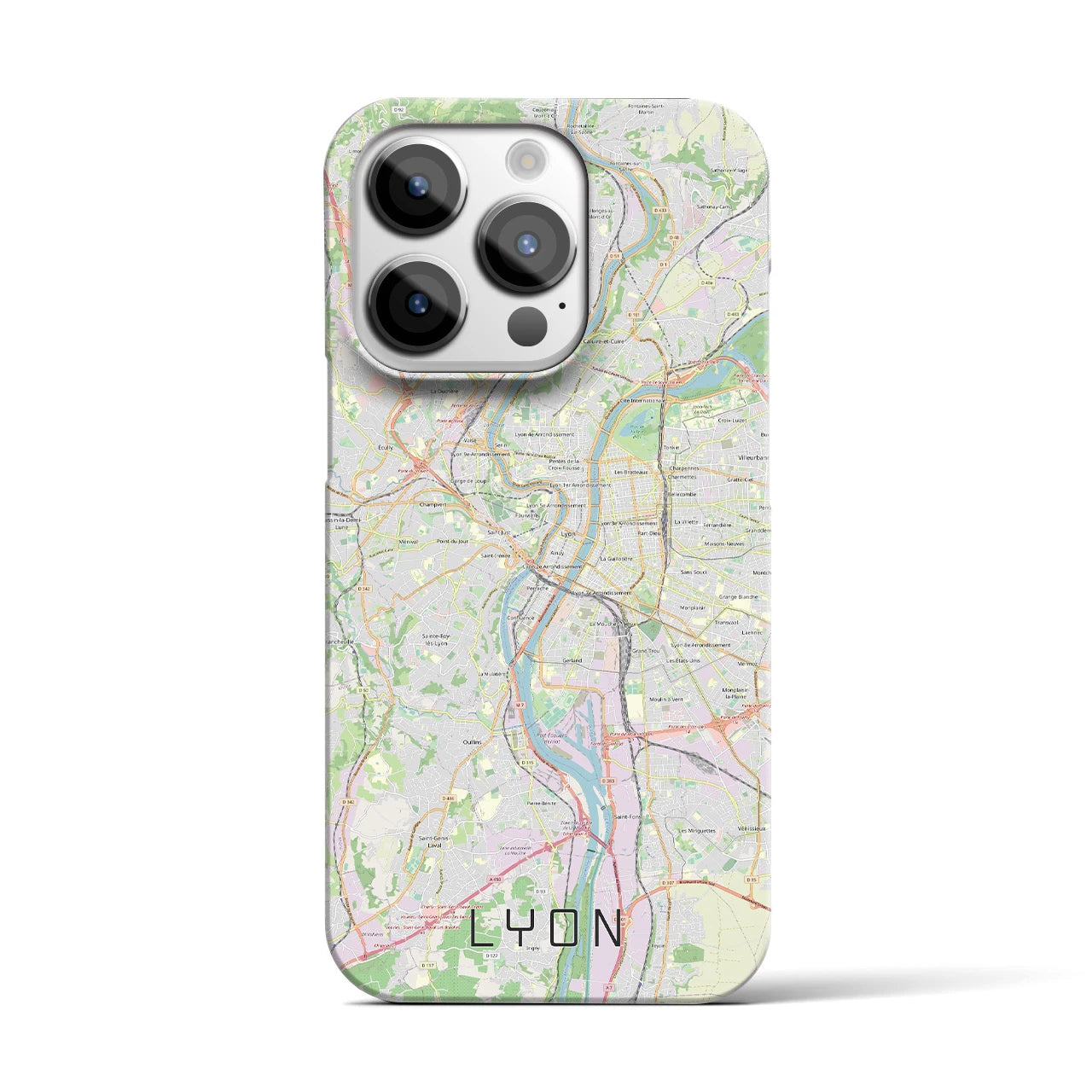 【リヨン】地図柄iPhoneケース（バックカバータイプ・ナチュラル）iPhone 14 Pro 用