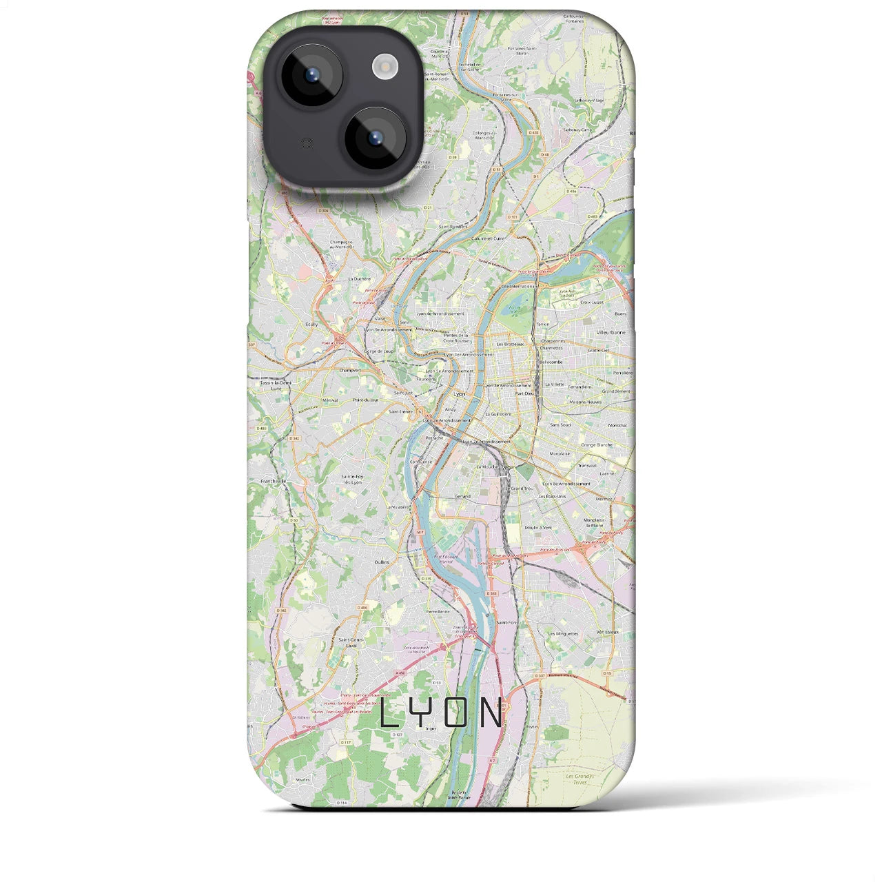 【リヨン】地図柄iPhoneケース（バックカバータイプ・ナチュラル）iPhone 14 Plus 用