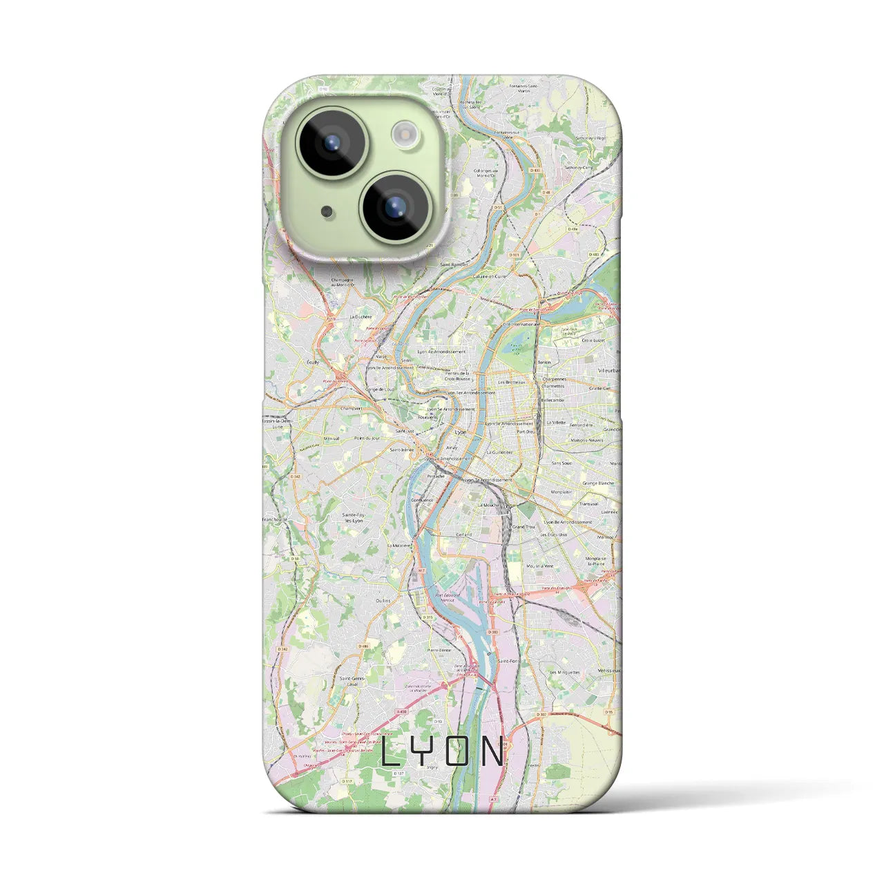 【リヨン】地図柄iPhoneケース（バックカバータイプ・ナチュラル）iPhone 15 用