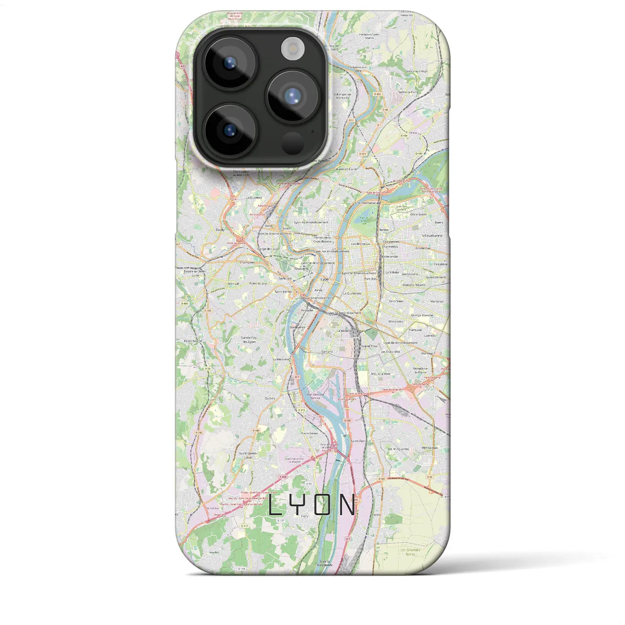 【リヨン】地図柄iPhoneケース（バックカバータイプ・ナチュラル）iPhone 15 Pro Max 用