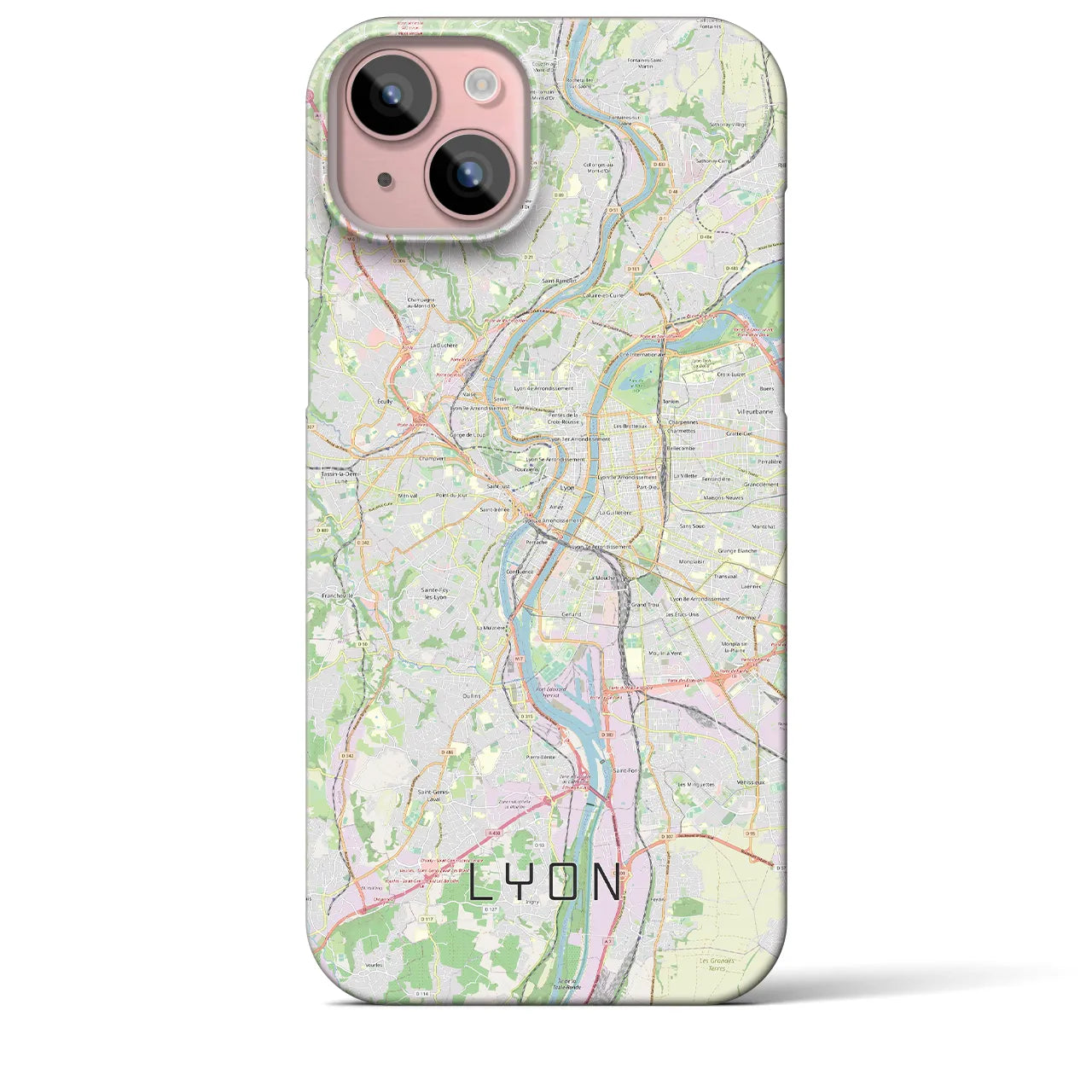 【リヨン】地図柄iPhoneケース（バックカバータイプ・ナチュラル）iPhone 15 Plus 用
