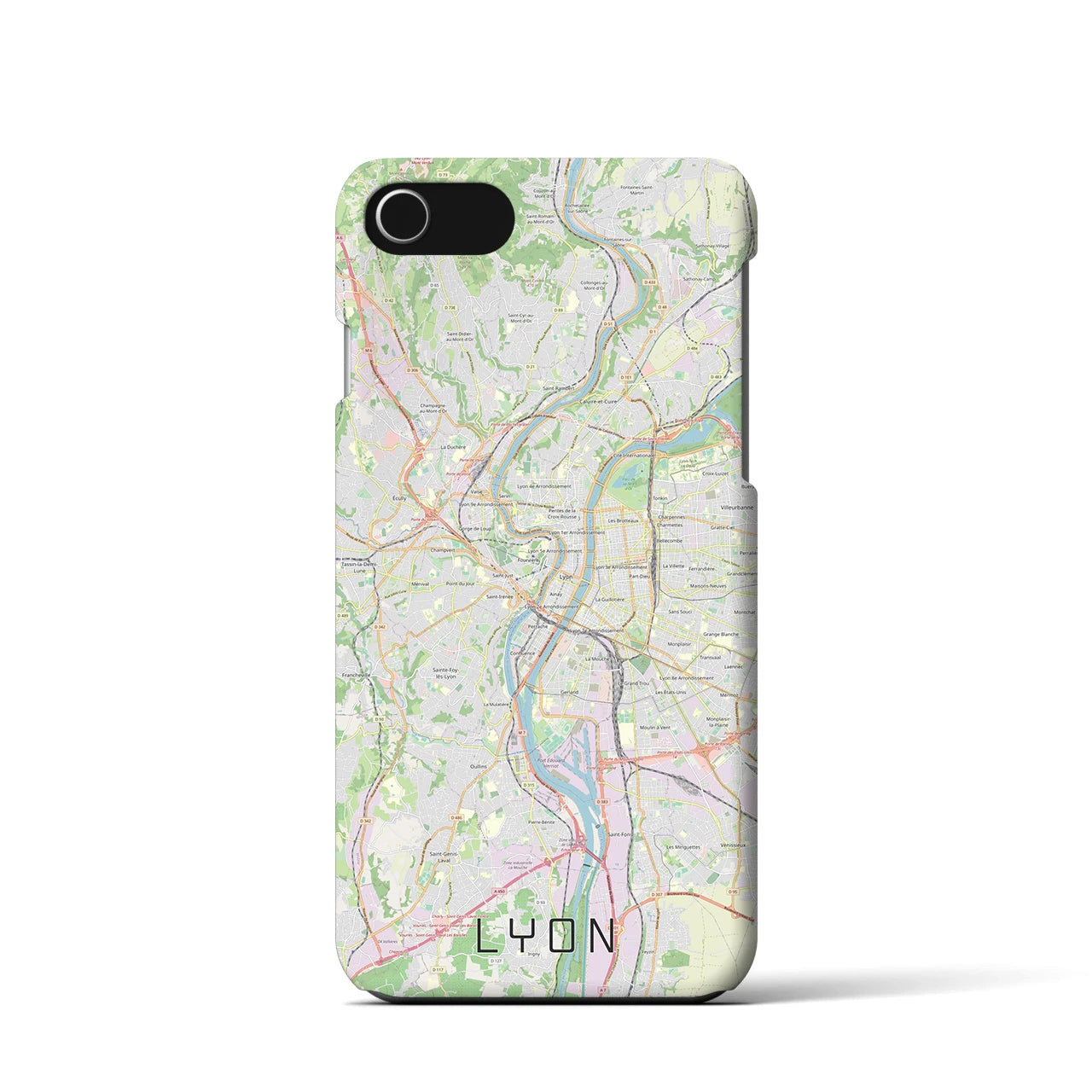 【リヨン】地図柄iPhoneケース（バックカバータイプ・ナチュラル）iPhone SE（第3 / 第2世代） / 8 / 7 / 6s / 6 用