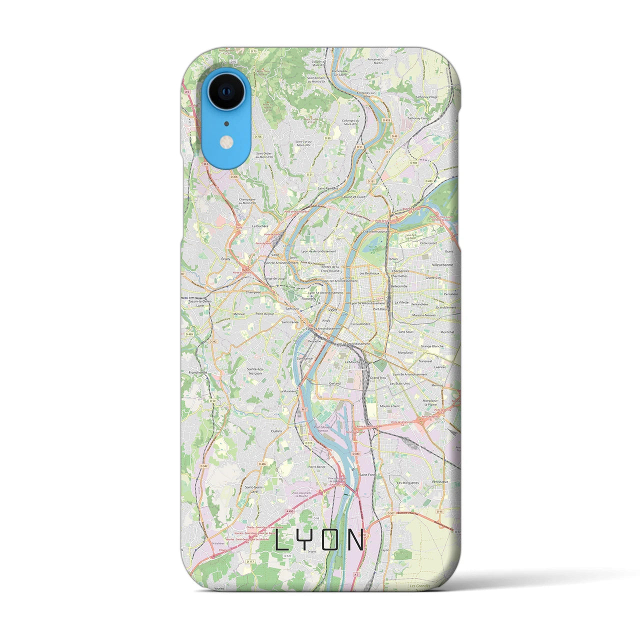 【リヨン】地図柄iPhoneケース（バックカバータイプ・ナチュラル）iPhone XR 用