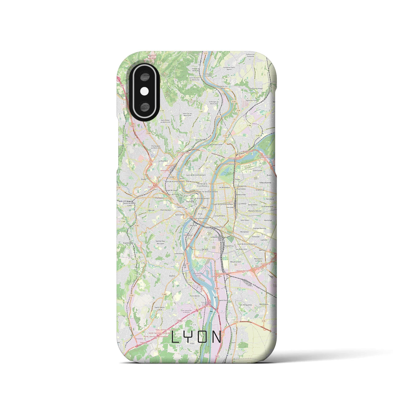 【リヨン】地図柄iPhoneケース（バックカバータイプ・ナチュラル）iPhone XS / X 用