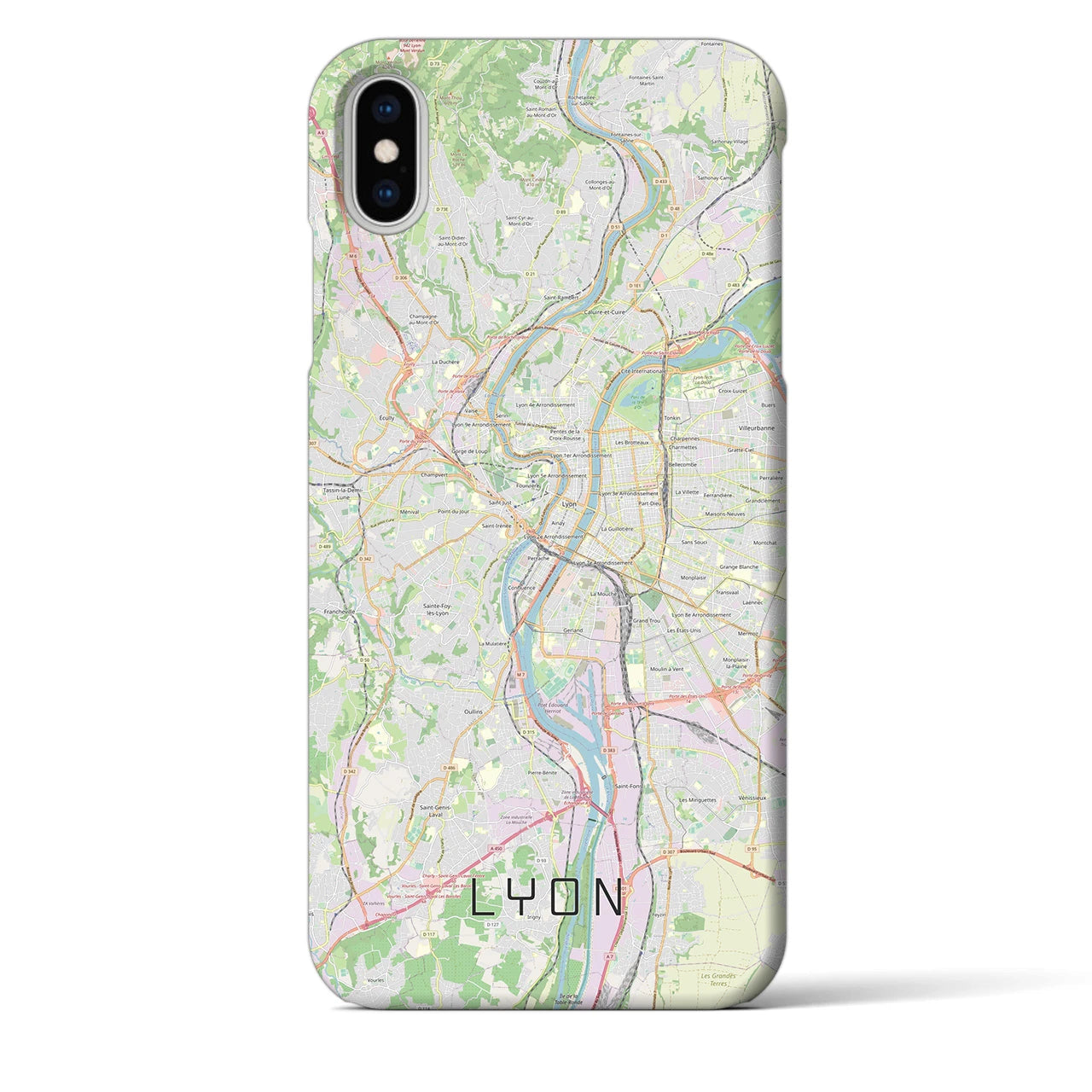 【リヨン】地図柄iPhoneケース（バックカバータイプ・ナチュラル）iPhone XS Max 用