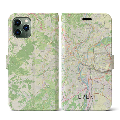 【リヨン（フランス）】地図柄iPhoneケース（手帳タイプ）ナチュラル・iPhone 11 Pro 用