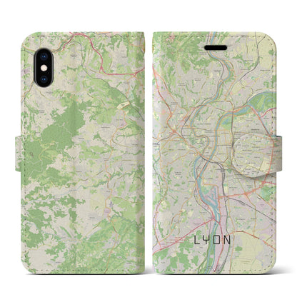 【リヨン（フランス）】地図柄iPhoneケース（手帳タイプ）ナチュラル・iPhone XS / X 用