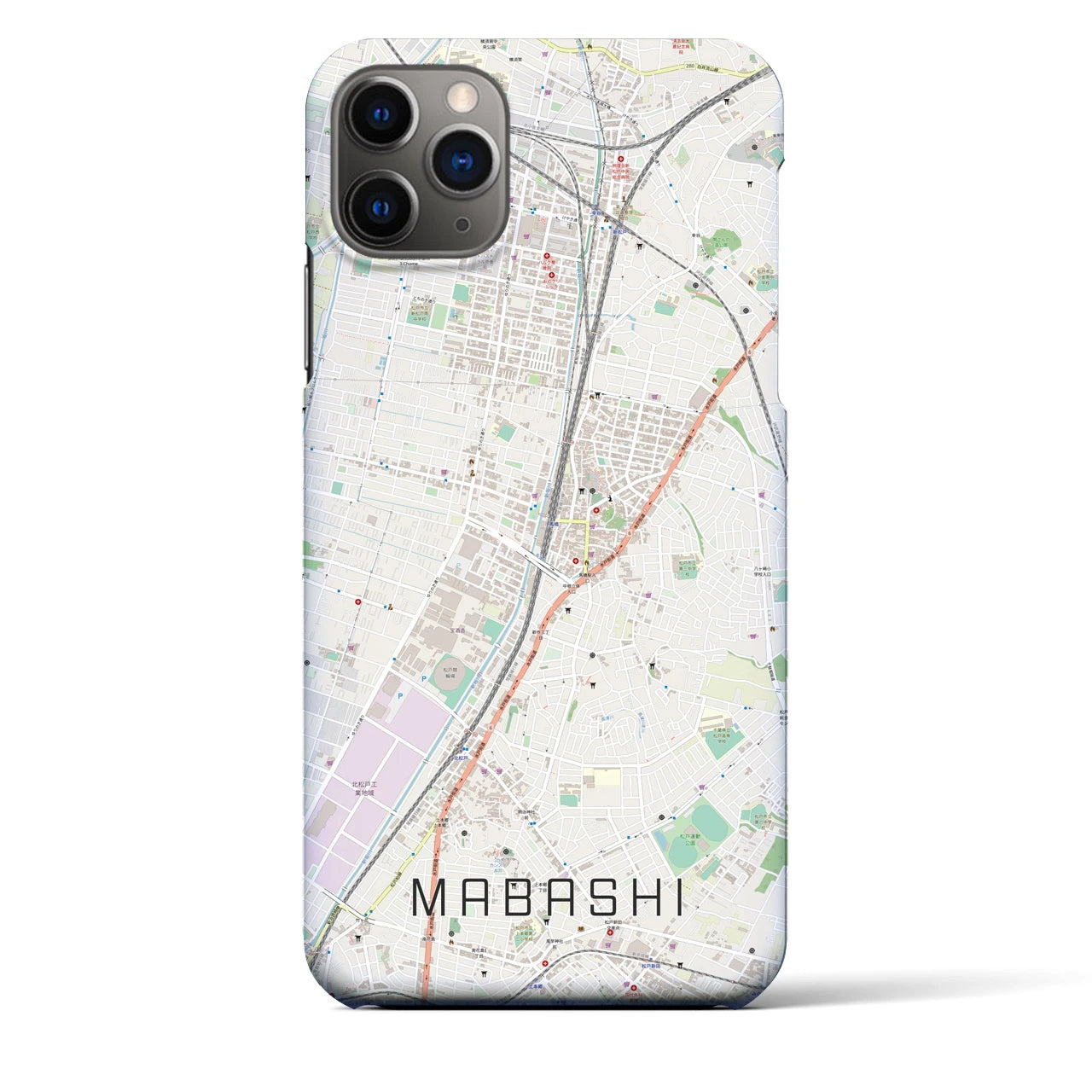 【馬橋】地図柄iPhoneケース（バックカバータイプ・ナチュラル）iPhone 11 Pro Max 用