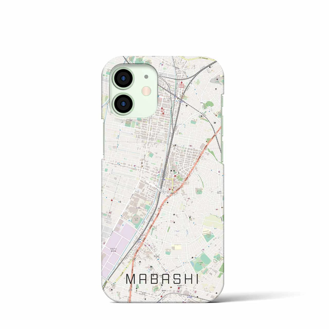 【馬橋】地図柄iPhoneケース（バックカバータイプ・ナチュラル）iPhone 12 mini 用