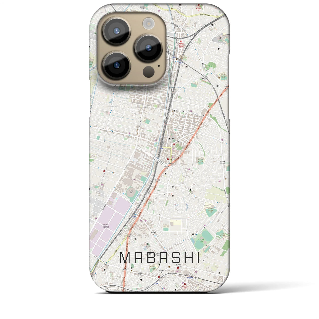 【馬橋】地図柄iPhoneケース（バックカバータイプ・ナチュラル）iPhone 14 Pro Max 用