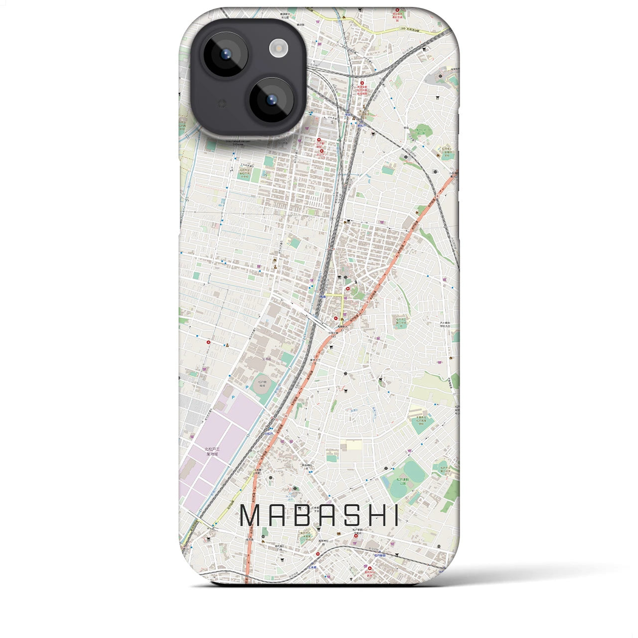 【馬橋】地図柄iPhoneケース（バックカバータイプ・ナチュラル）iPhone 14 Plus 用