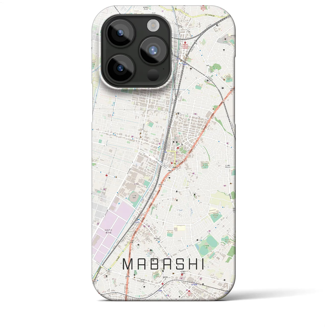 【馬橋】地図柄iPhoneケース（バックカバータイプ・ナチュラル）iPhone 15 Pro Max 用