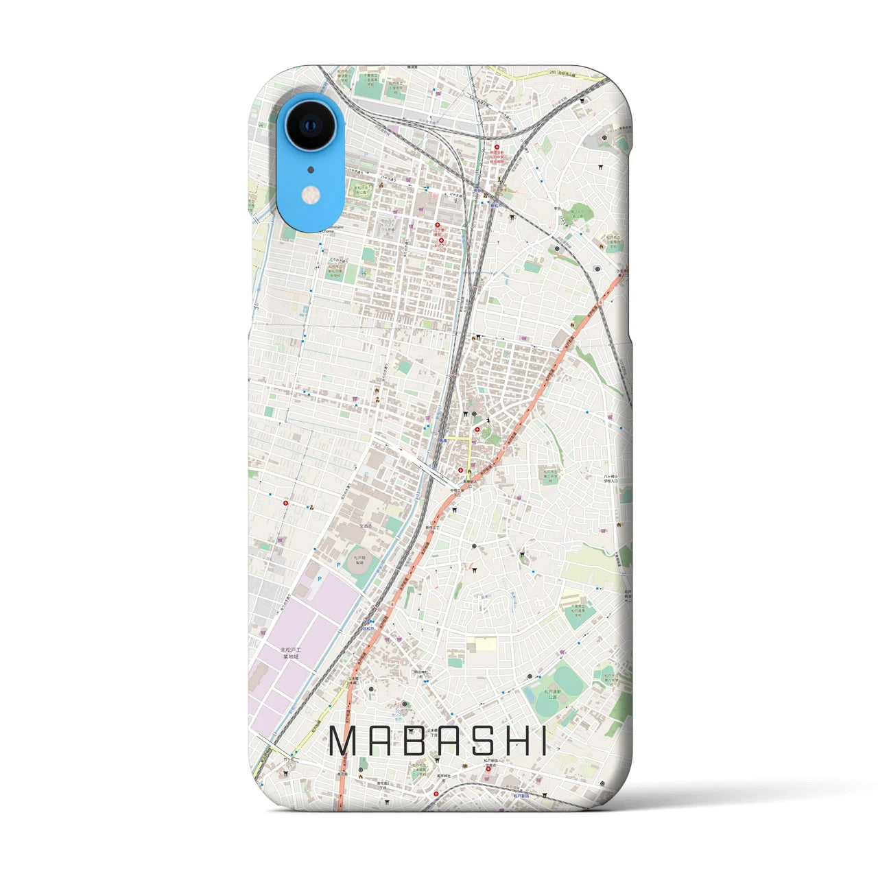 【馬橋】地図柄iPhoneケース（バックカバータイプ・ナチュラル）iPhone XR 用