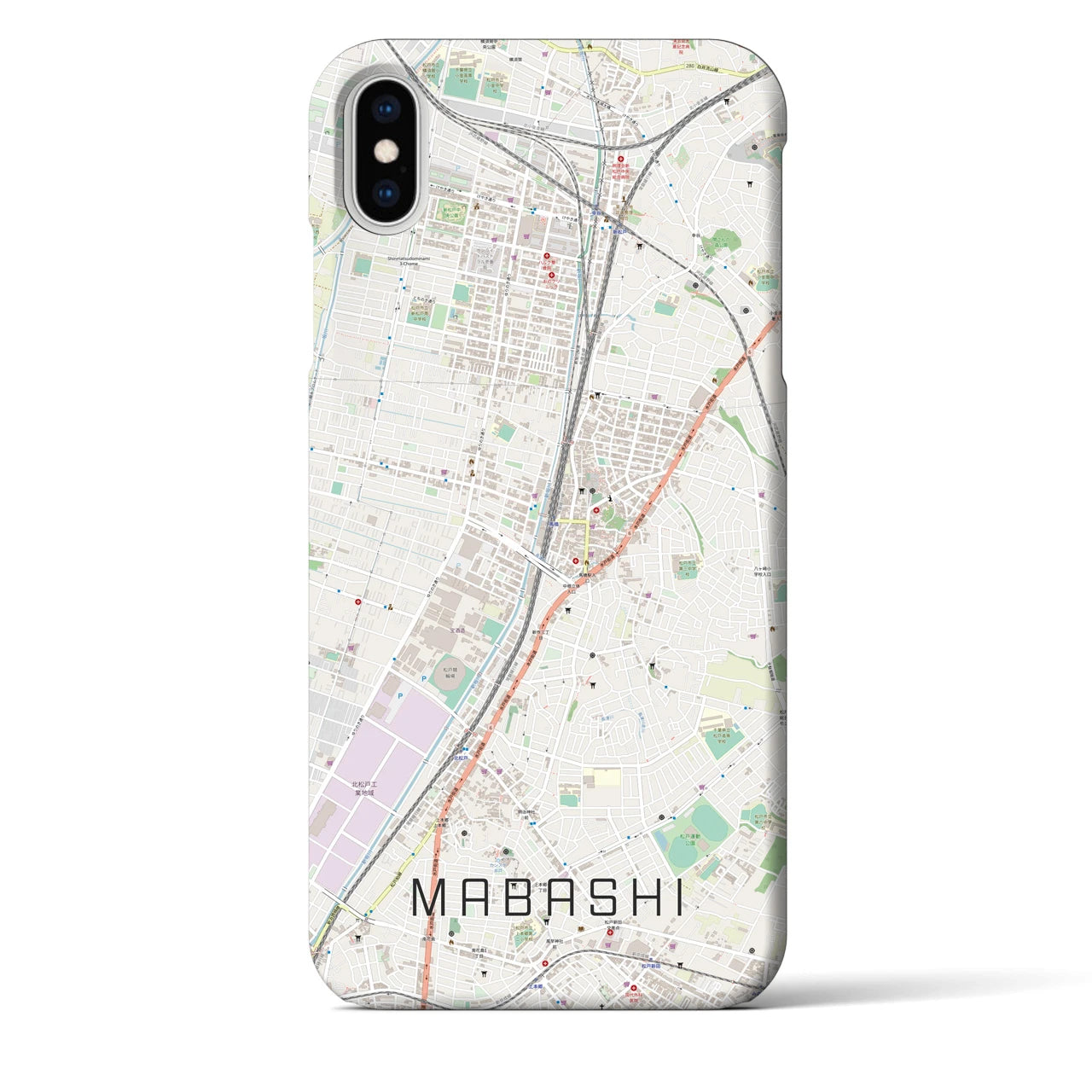 【馬橋】地図柄iPhoneケース（バックカバータイプ・ナチュラル）iPhone XS Max 用