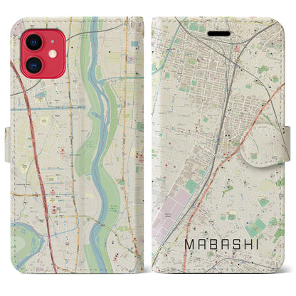 【馬橋（千葉県）】地図柄iPhoneケース（手帳タイプ）ナチュラル・iPhone 11 用