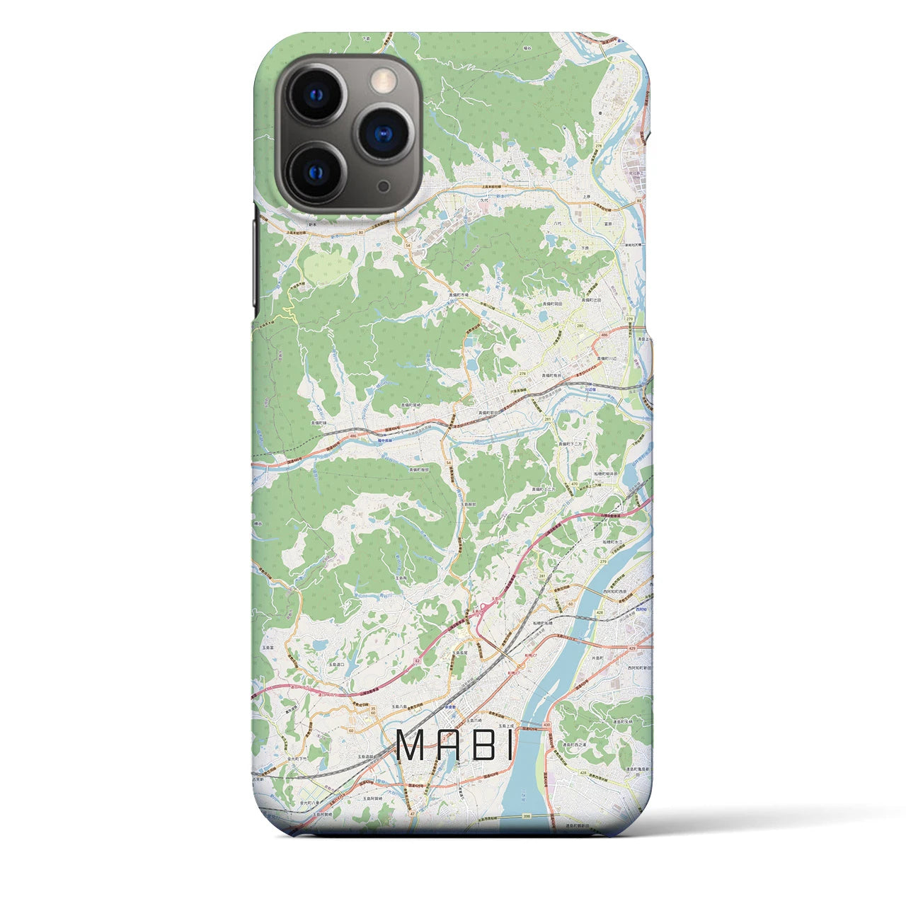 【真備】地図柄iPhoneケース（バックカバータイプ・ナチュラル）iPhone 11 Pro Max 用