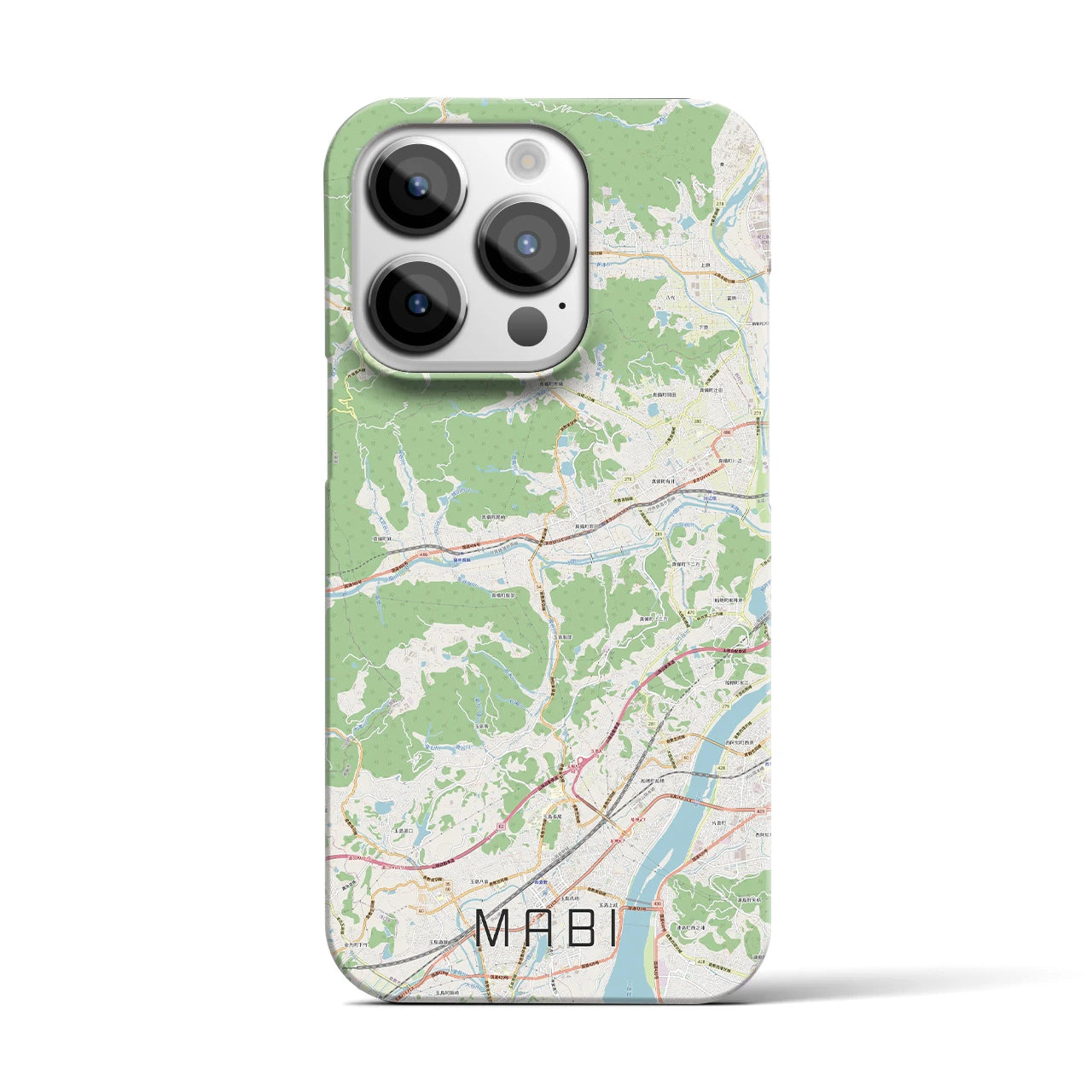 【真備】地図柄iPhoneケース（バックカバータイプ・ナチュラル）iPhone 14 Pro 用