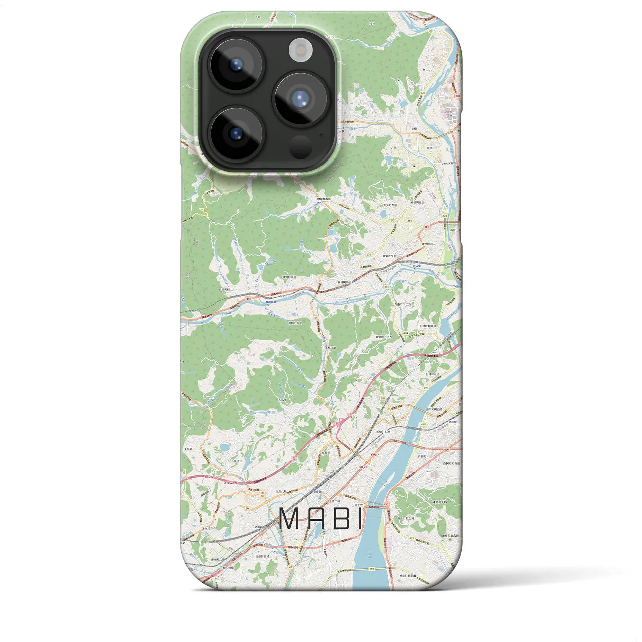 【真備】地図柄iPhoneケース（バックカバータイプ・ナチュラル）iPhone 15 Pro Max 用