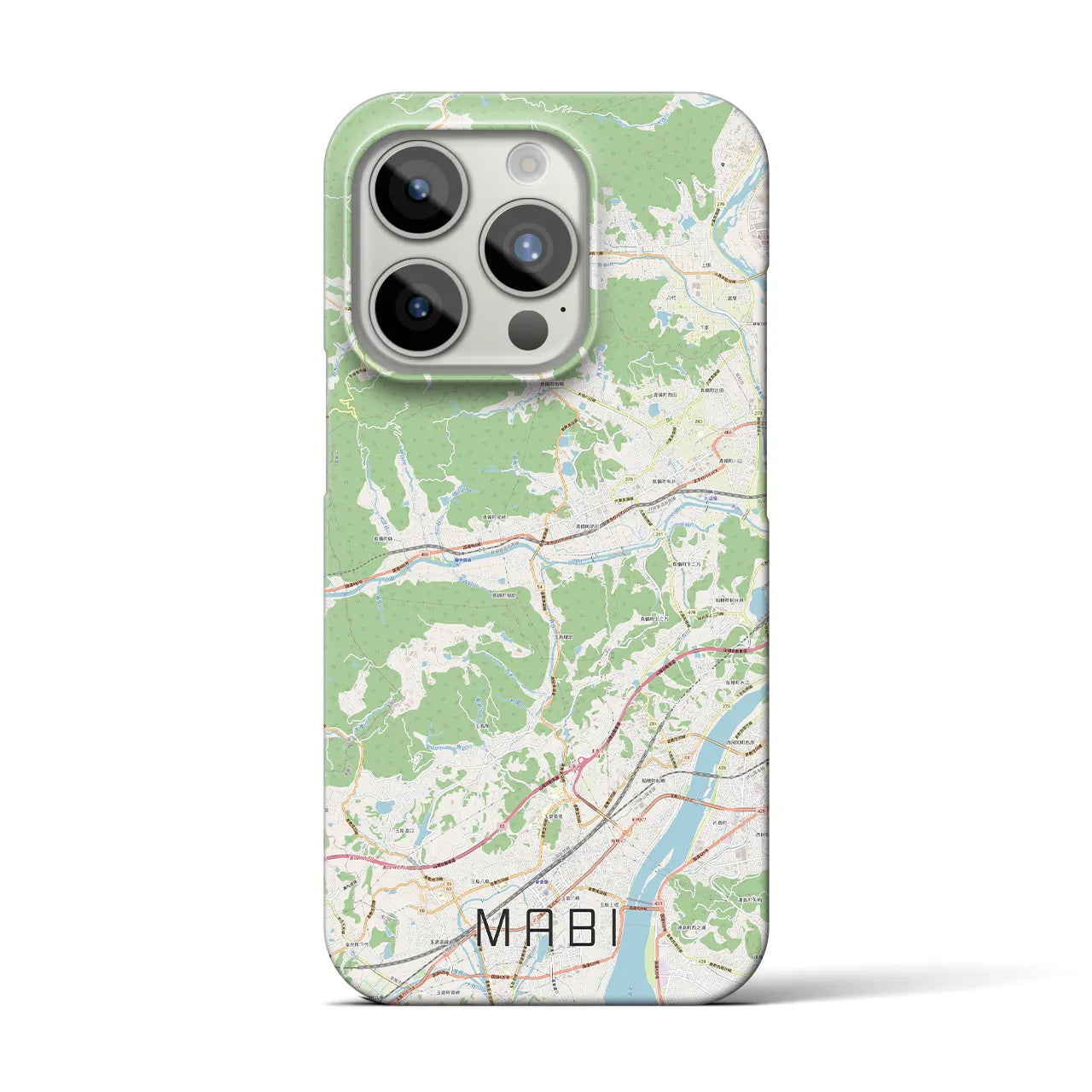 【真備】地図柄iPhoneケース（バックカバータイプ・ナチュラル）iPhone 15 Pro 用