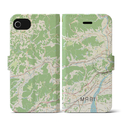 【真備（岡山県）】地図柄iPhoneケース（手帳タイプ）ナチュラル・iPhone SE（第3 / 第2世代） / 8 / 7 / 6s / 6 用