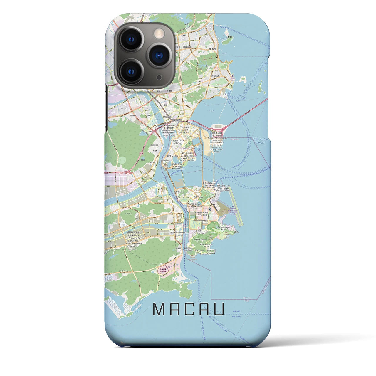 【マカオ】地図柄iPhoneケース（バックカバータイプ・ナチュラル）iPhone 11 Pro Max 用