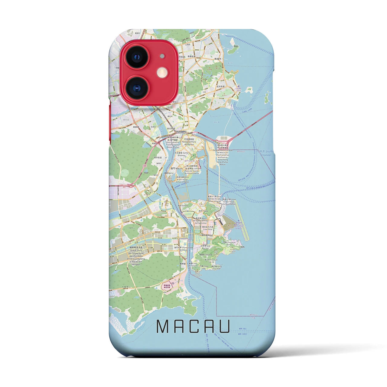 【マカオ】地図柄iPhoneケース（バックカバータイプ・ナチュラル）iPhone 11 用