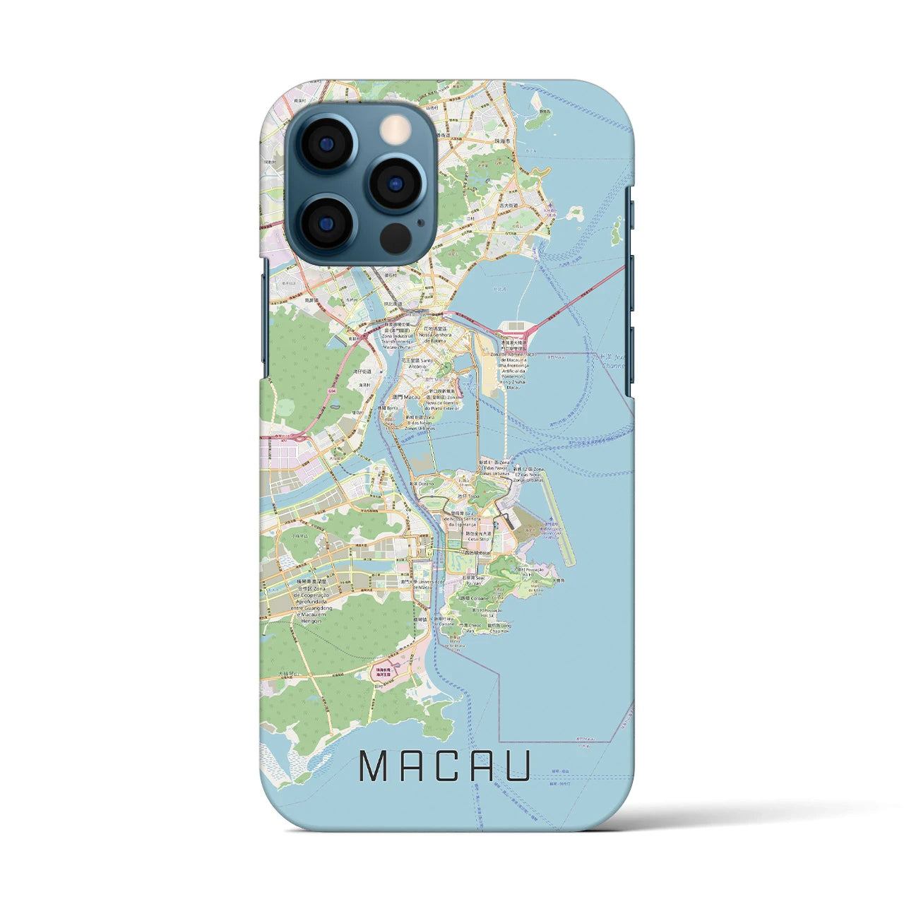 【マカオ】地図柄iPhoneケース（バックカバータイプ・ナチュラル）iPhone 12 / 12 Pro 用