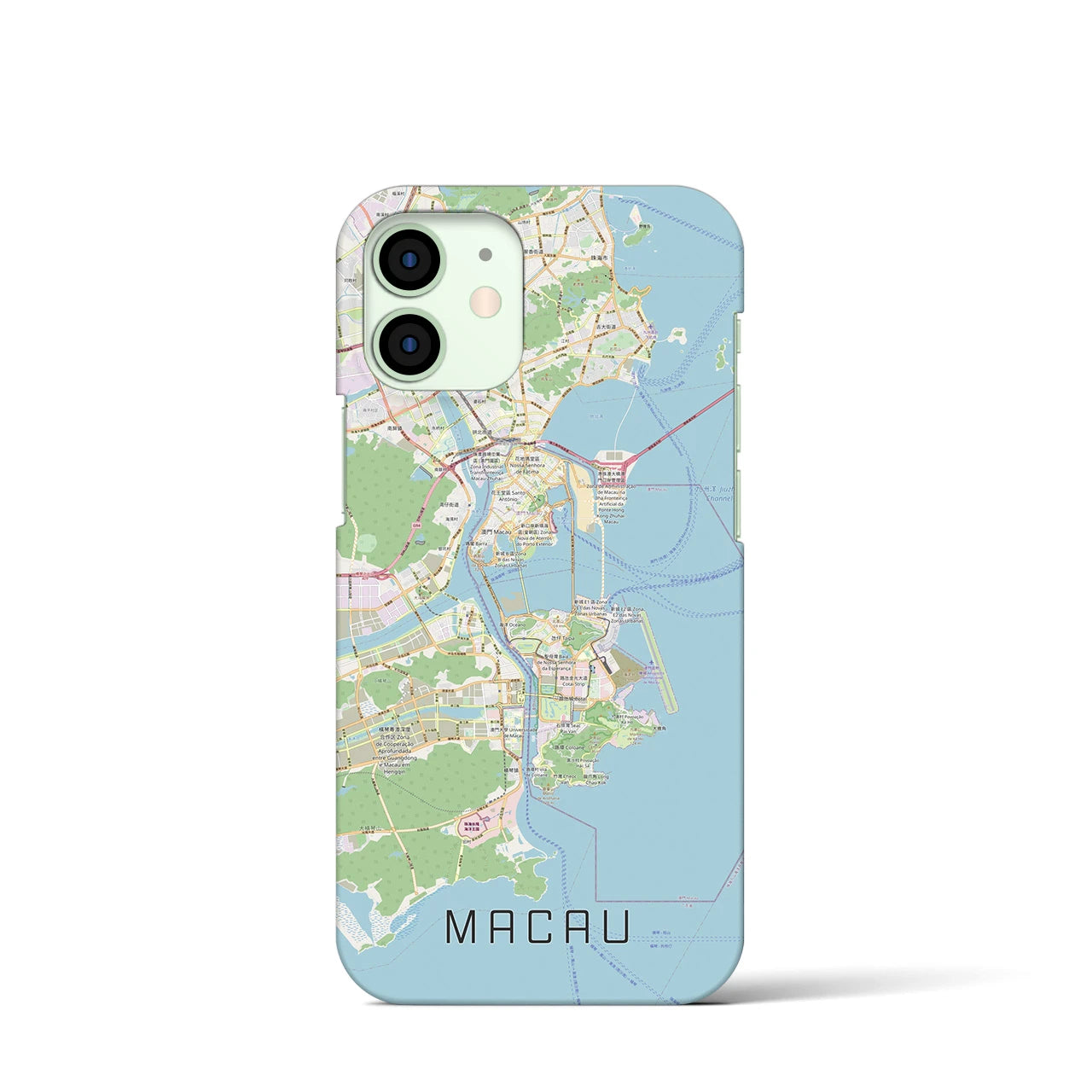 【マカオ】地図柄iPhoneケース（バックカバータイプ・ナチュラル）iPhone 12 mini 用