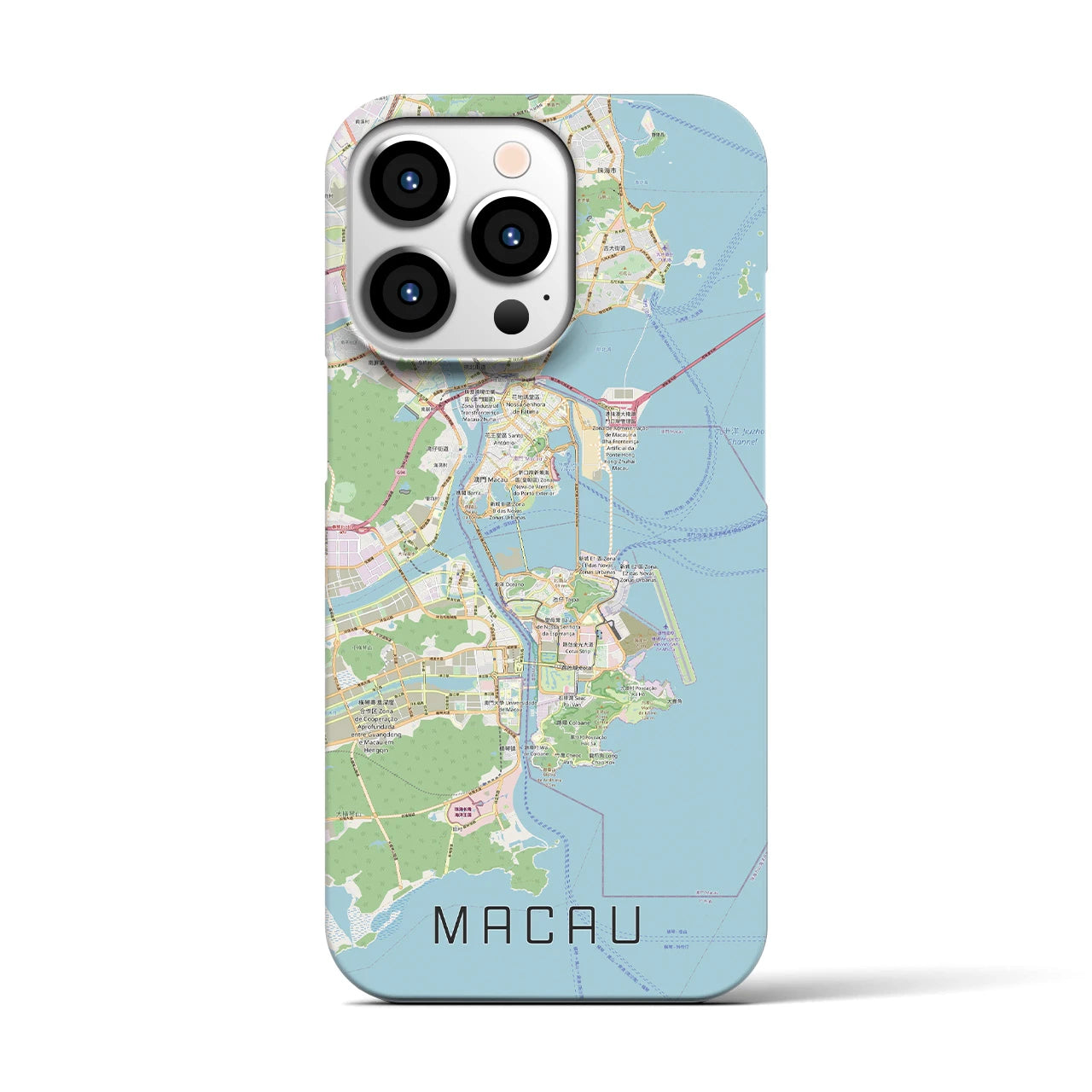 【マカオ】地図柄iPhoneケース（バックカバータイプ・ナチュラル）iPhone 13 Pro 用