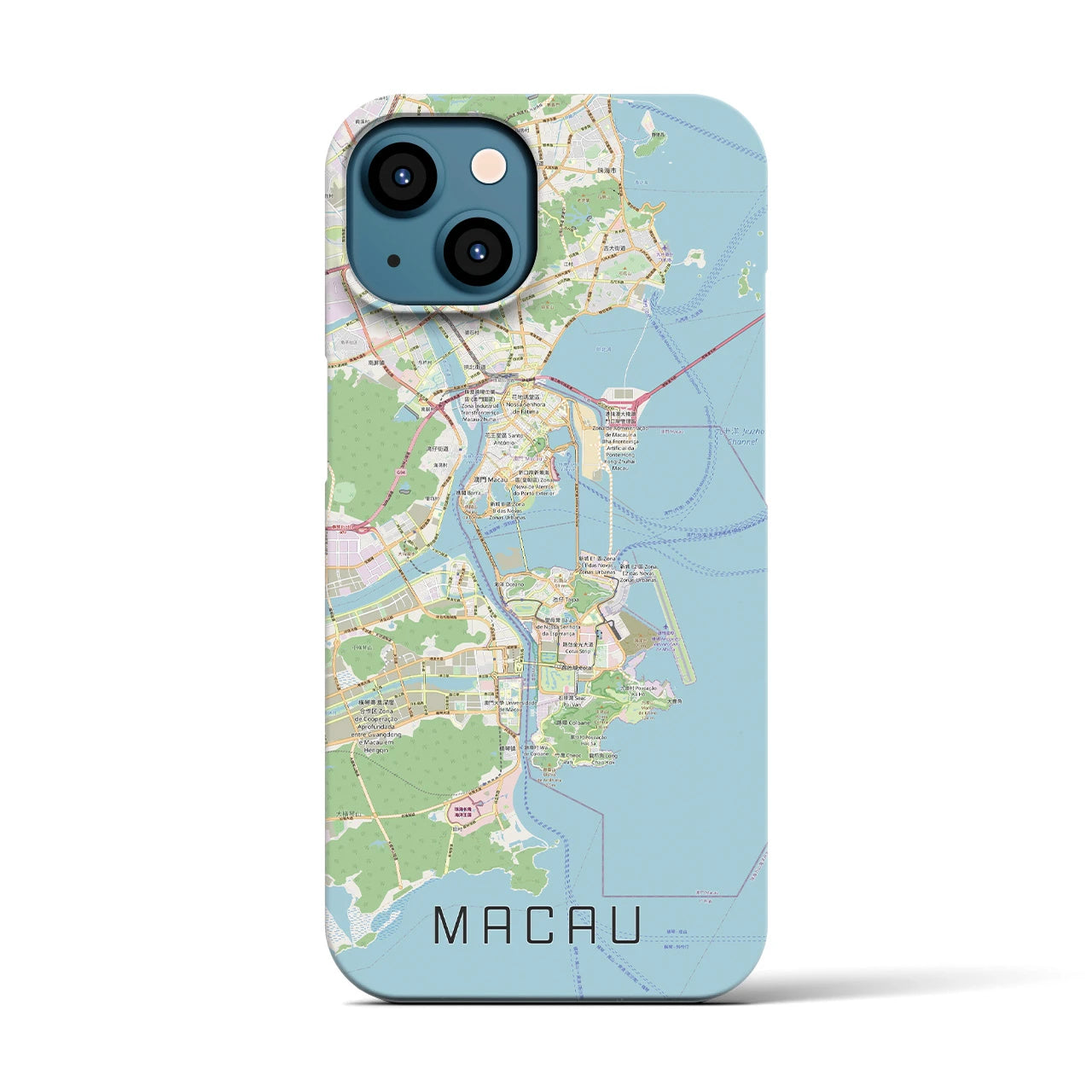 【マカオ】地図柄iPhoneケース（バックカバータイプ・ナチュラル）iPhone 13 用