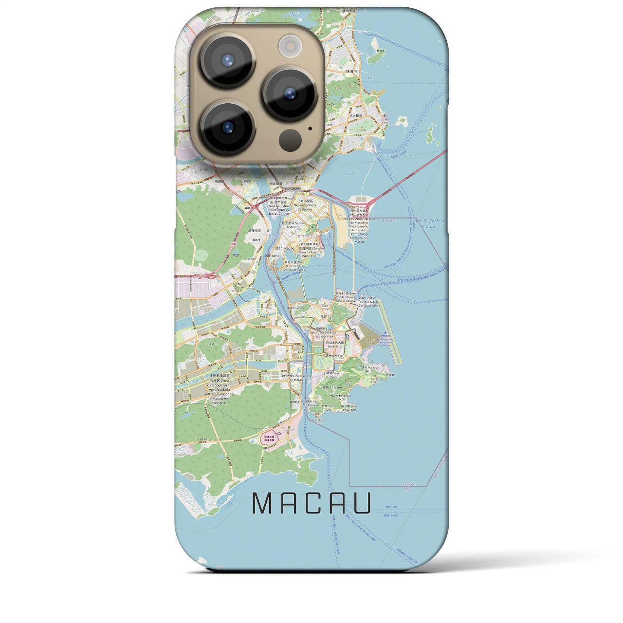 【マカオ】地図柄iPhoneケース（バックカバータイプ・ナチュラル）iPhone 14 Pro Max 用