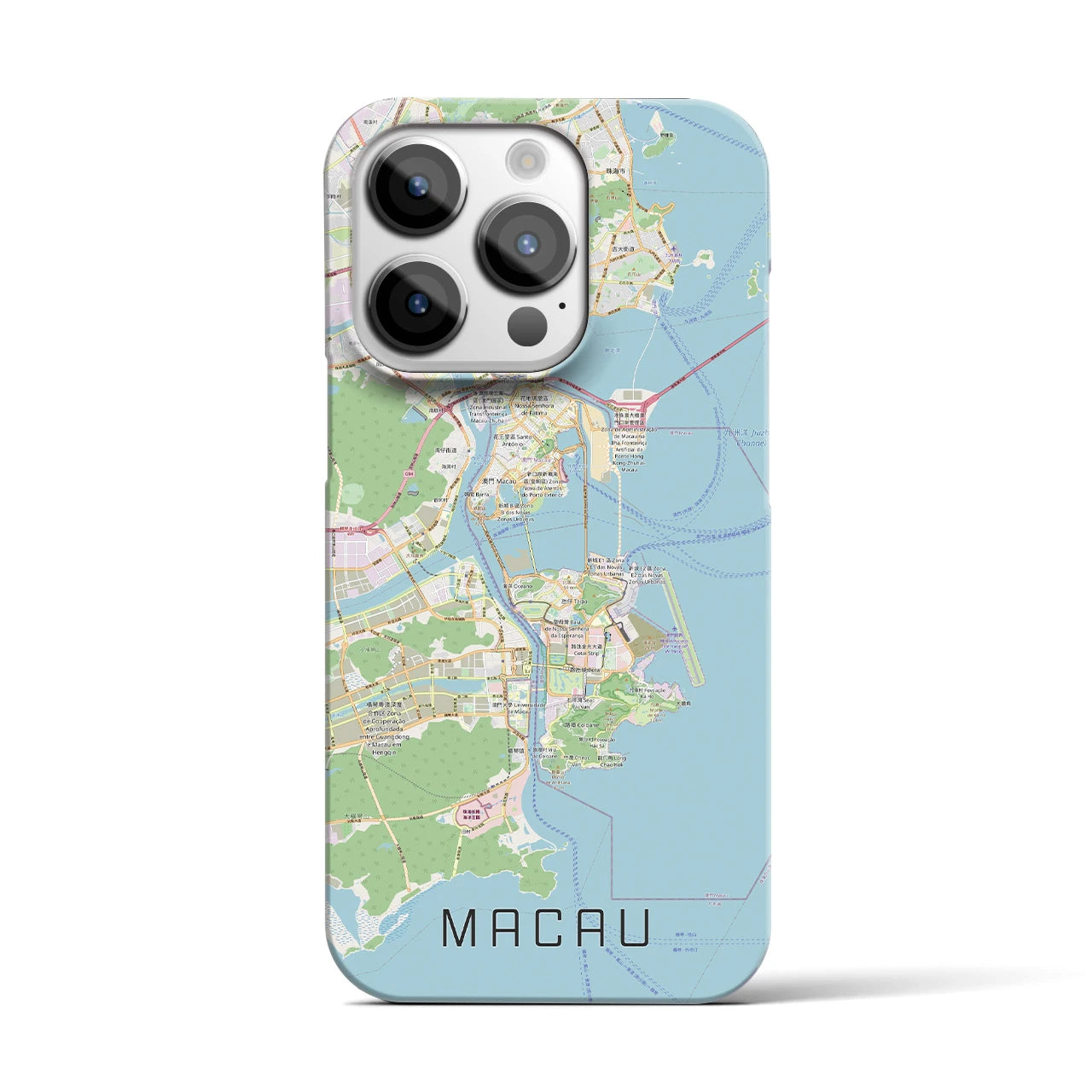 【マカオ】地図柄iPhoneケース（バックカバータイプ・ナチュラル）iPhone 14 Pro 用