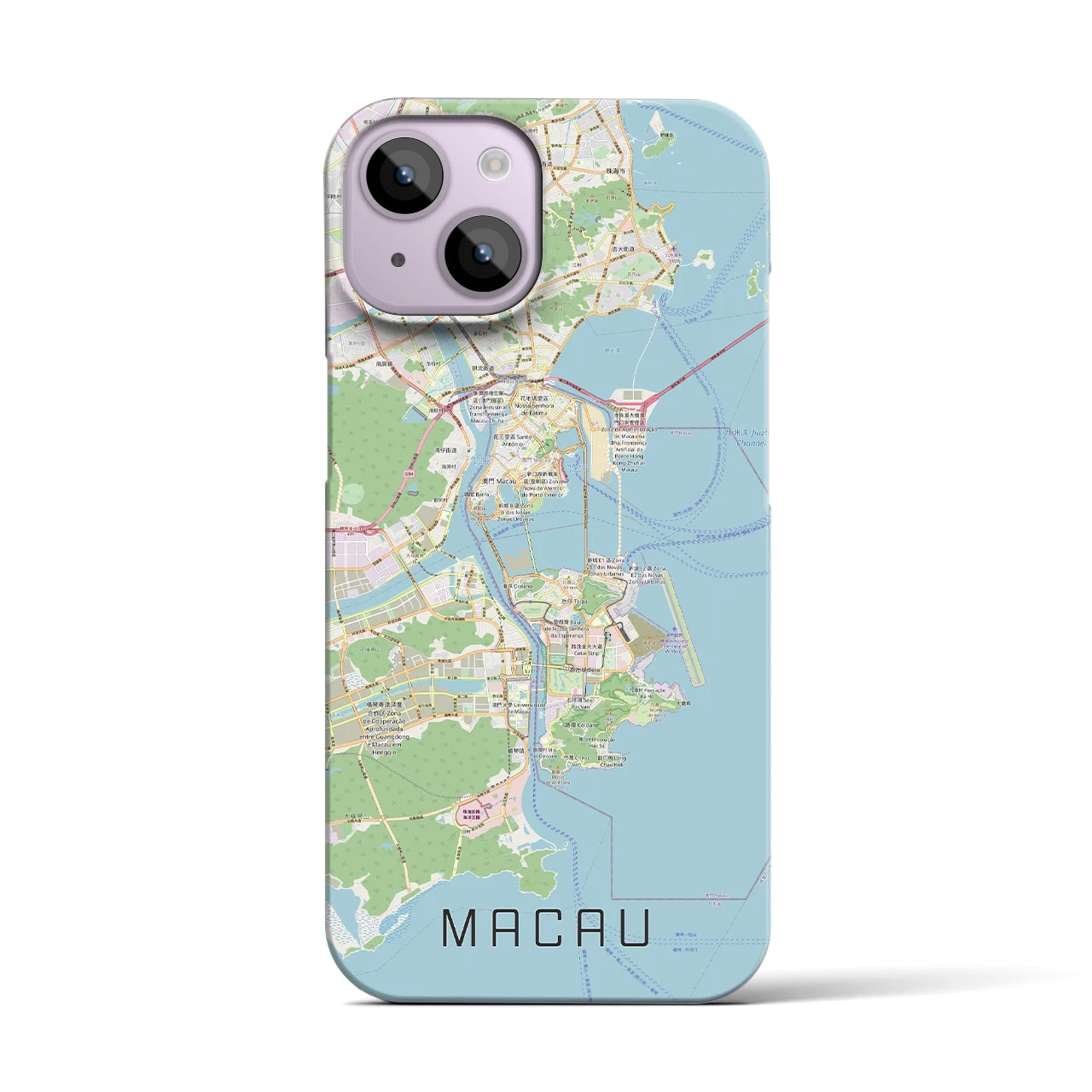 【マカオ】地図柄iPhoneケース（バックカバータイプ・ナチュラル）iPhone 14 用