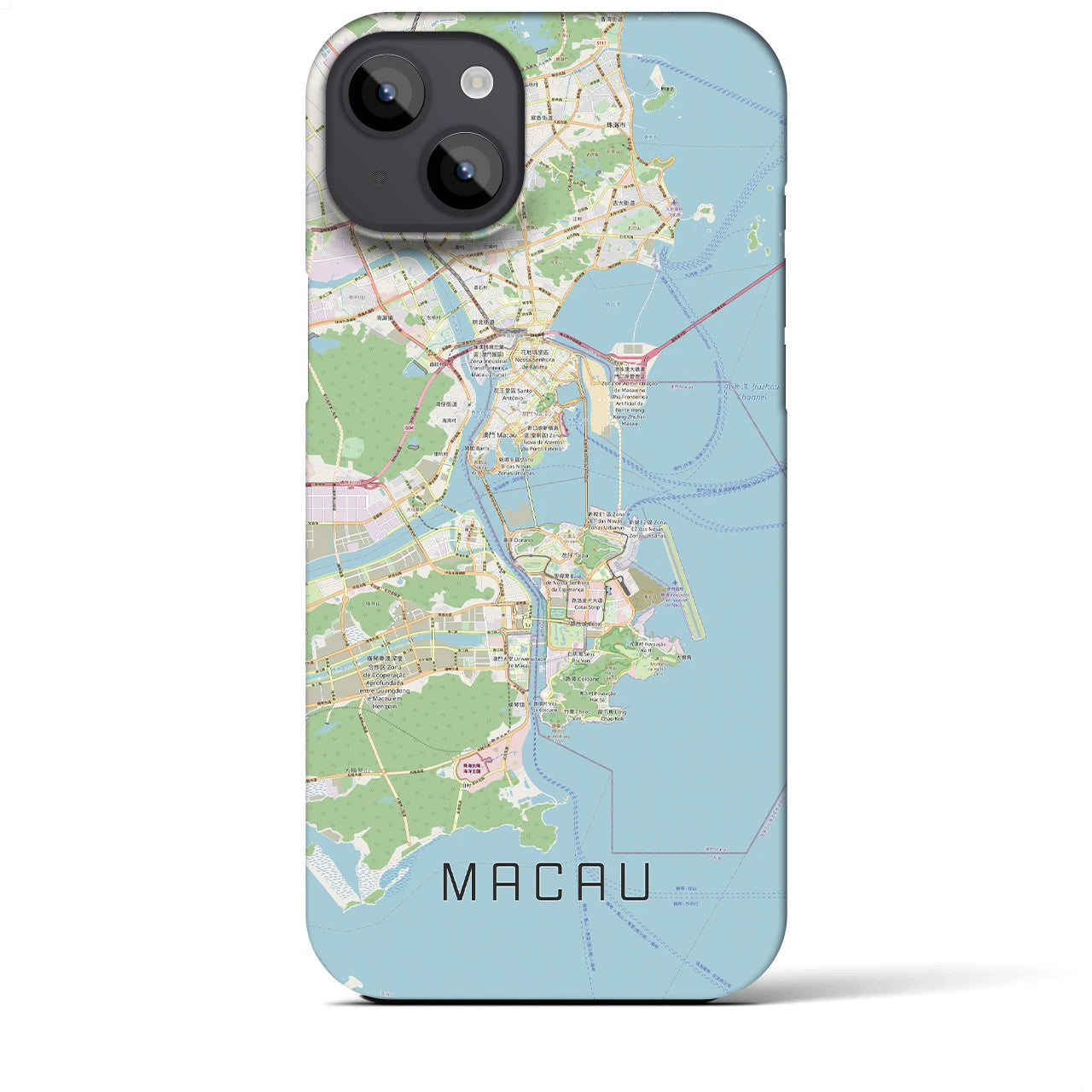 【マカオ】地図柄iPhoneケース（バックカバータイプ・ナチュラル）iPhone 14 Plus 用