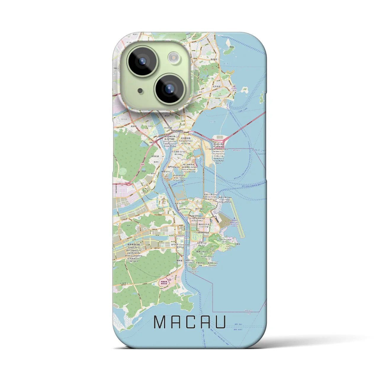 【マカオ】地図柄iPhoneケース（バックカバータイプ・ナチュラル）iPhone 15 用