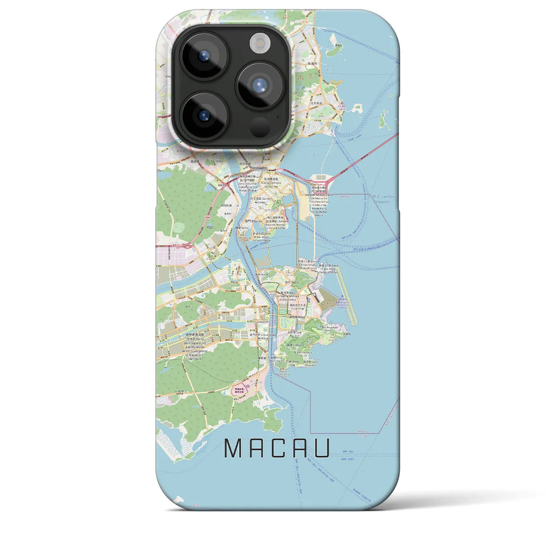 【マカオ】地図柄iPhoneケース（バックカバータイプ・ナチュラル）iPhone 15 Pro Max 用