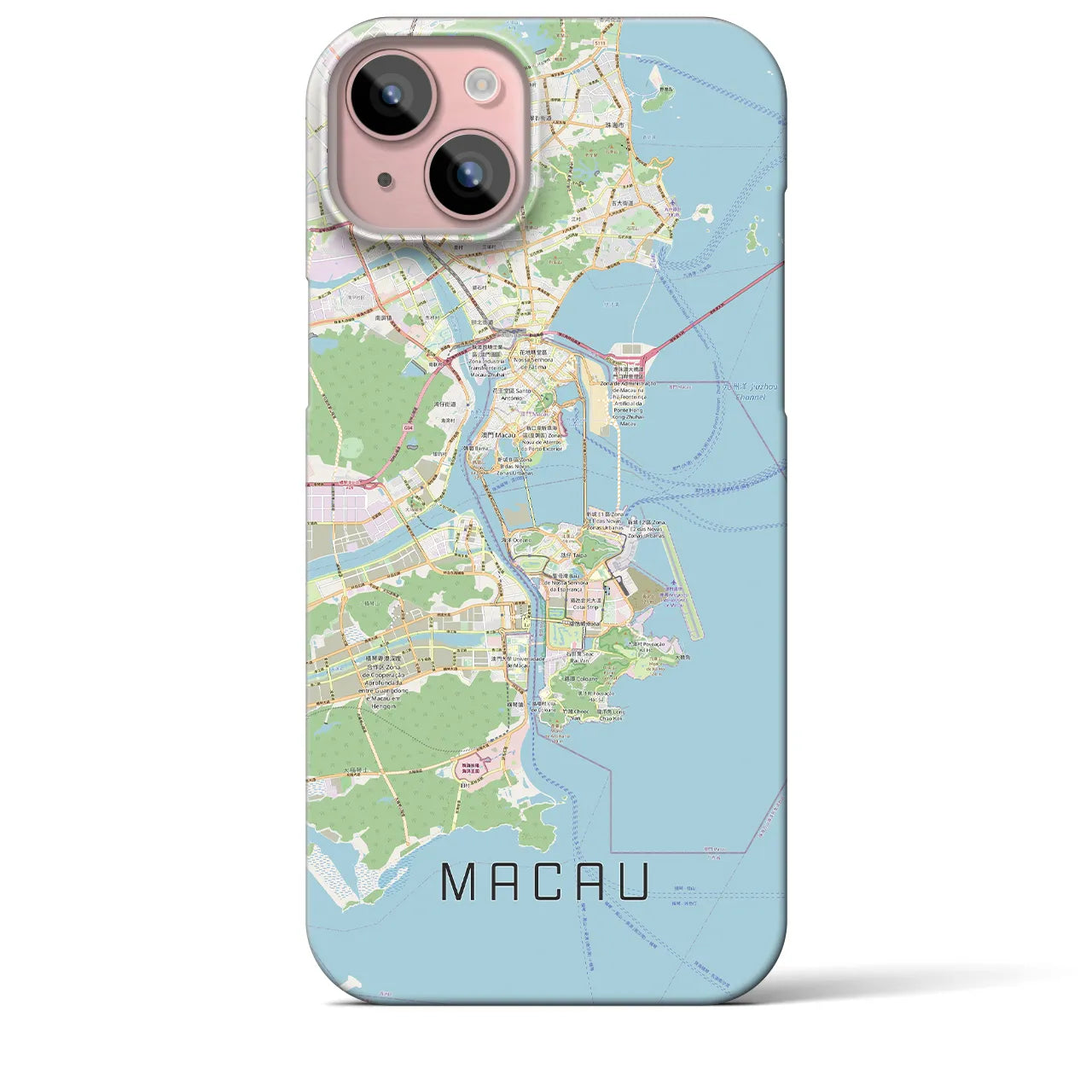 【マカオ】地図柄iPhoneケース（バックカバータイプ・ナチュラル）iPhone 15 Plus 用