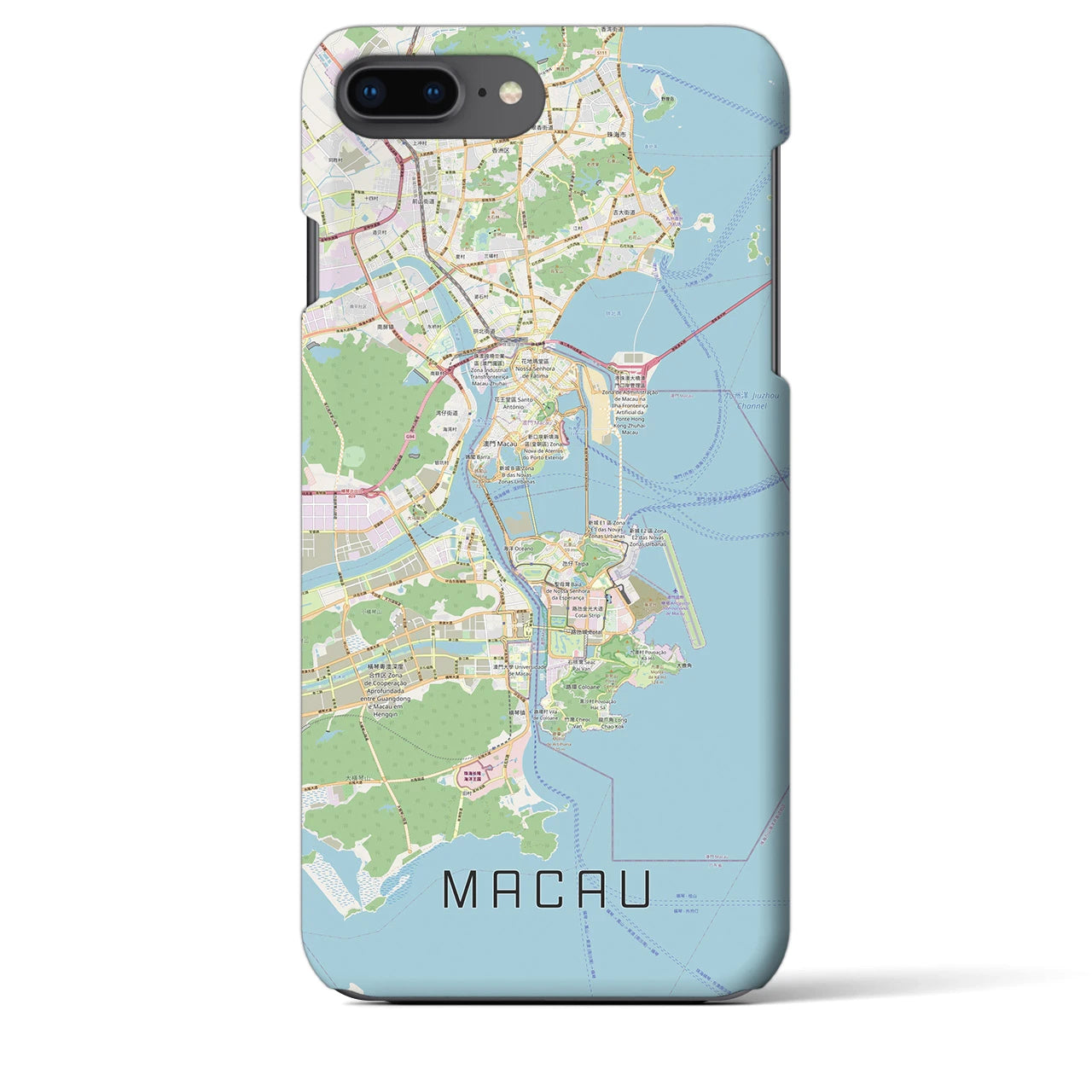【マカオ】地図柄iPhoneケース（バックカバータイプ・ナチュラル）iPhone 8Plus /7Plus / 6sPlus / 6Plus 用
