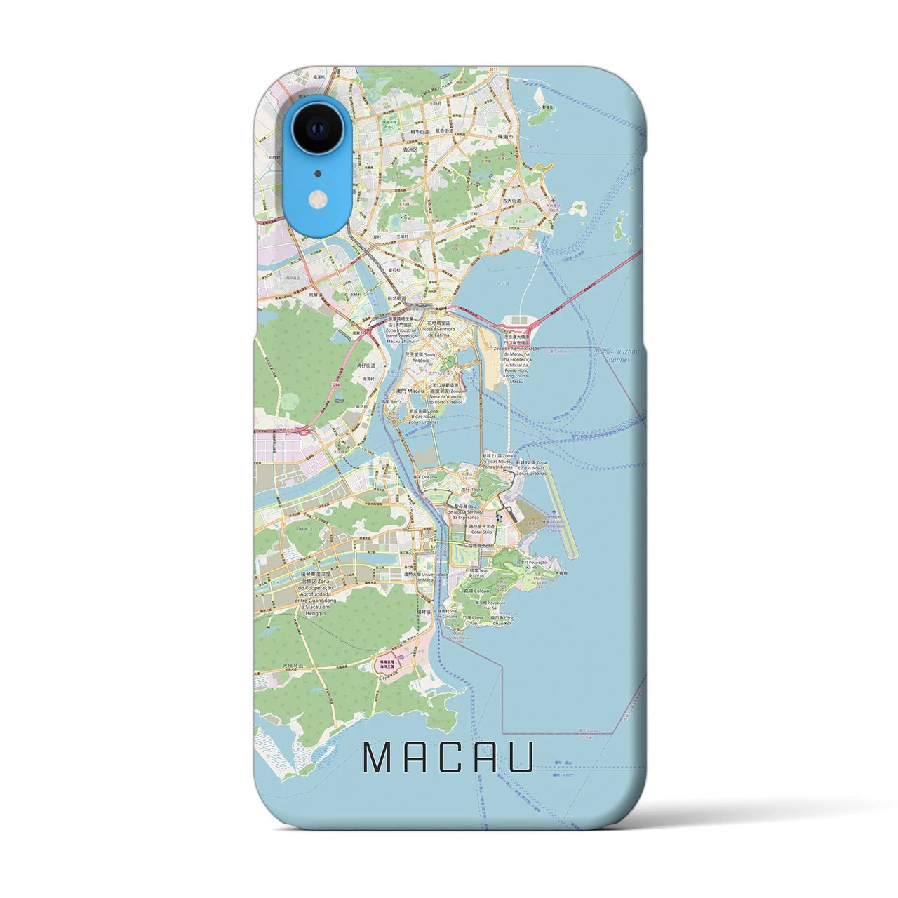 【マカオ】地図柄iPhoneケース（バックカバータイプ・ナチュラル）iPhone XR 用